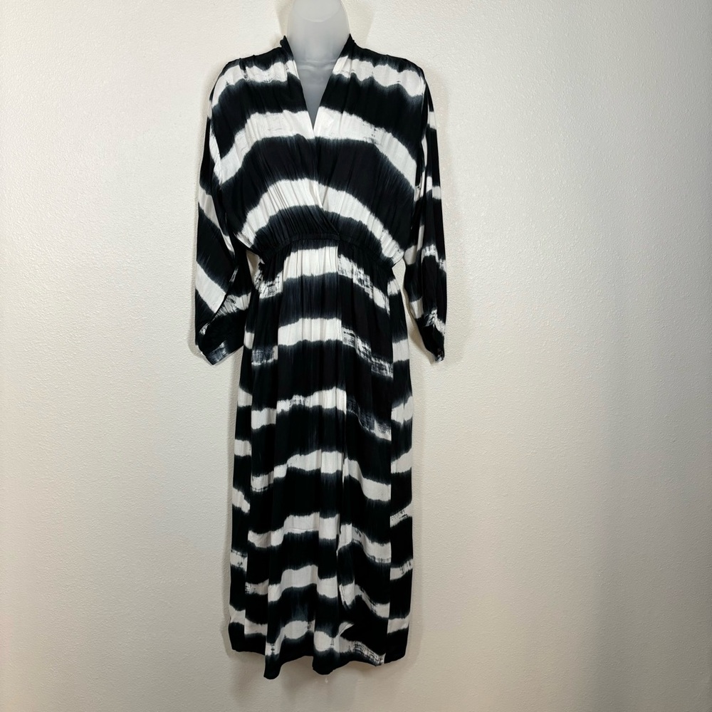 Panache Black And White Snap Summer Swim Beach Coverup Dress Size Medium